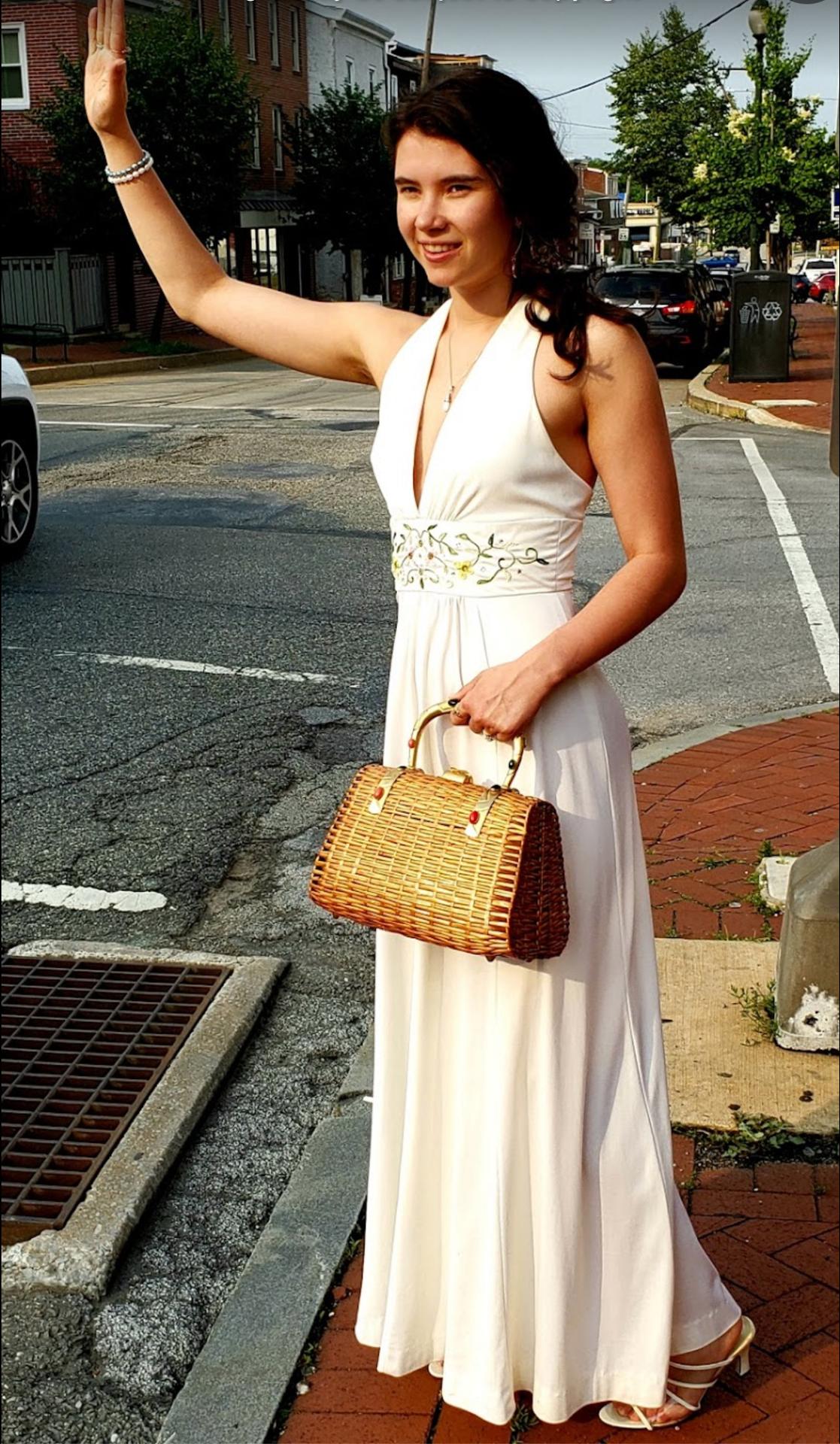 Model showcasing vintage fashion